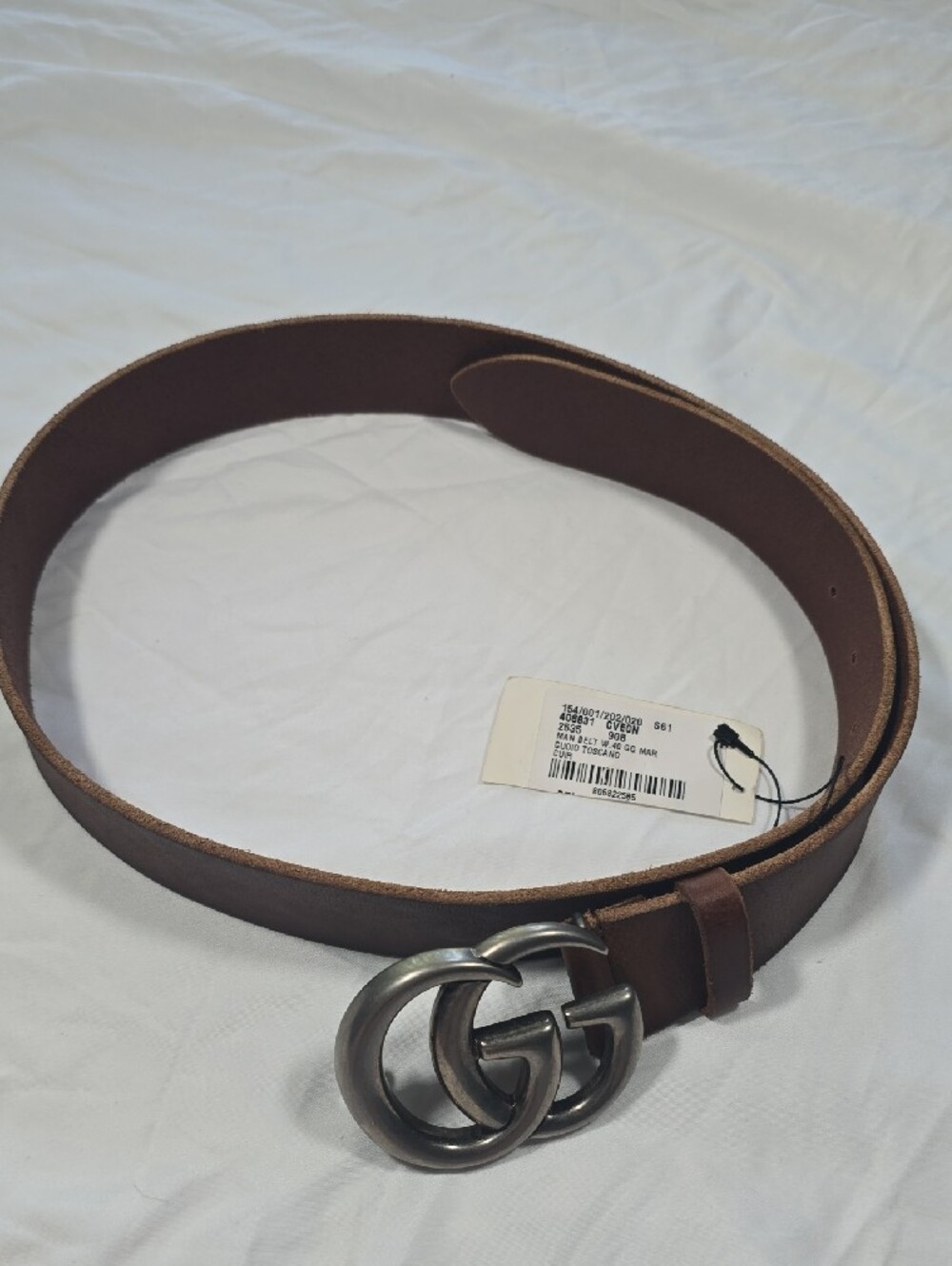 Gucci Brown Leather Belt with Gunmetal Double G Buckle - Picture 2 of 6